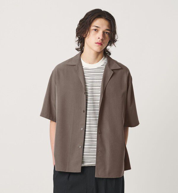 BEAUTY&YOUTH UNITED ARROWS「ドレーピー ディープ オープンカラー シャツ GRANDE型」|シャツ・ブラウス|DK.BROWN