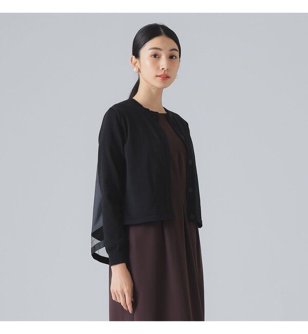 Demi-Luxe BEAMS 「バック タフタ カーディガン」|ニット・セーター|BLACK