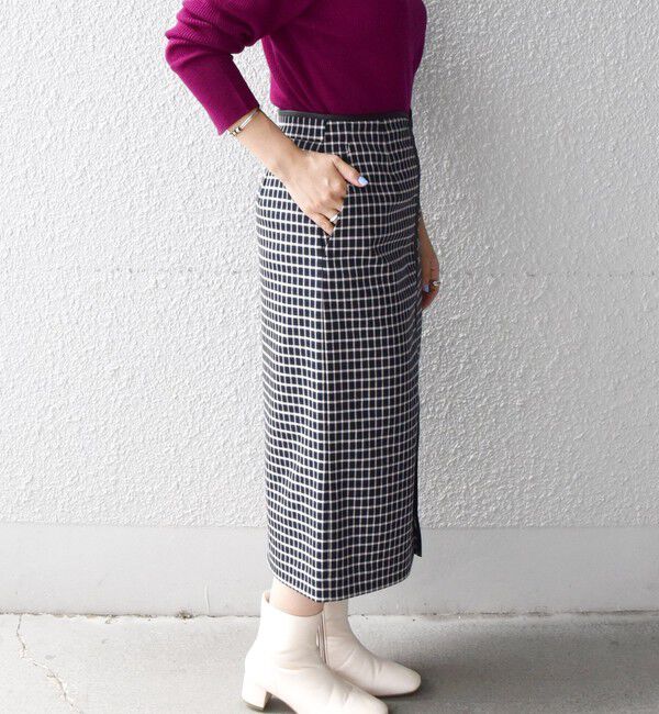 SHIPS any「SHIPS any:〈ウォッシャブル〉チェック スティック ミディ スカート」|タイト|