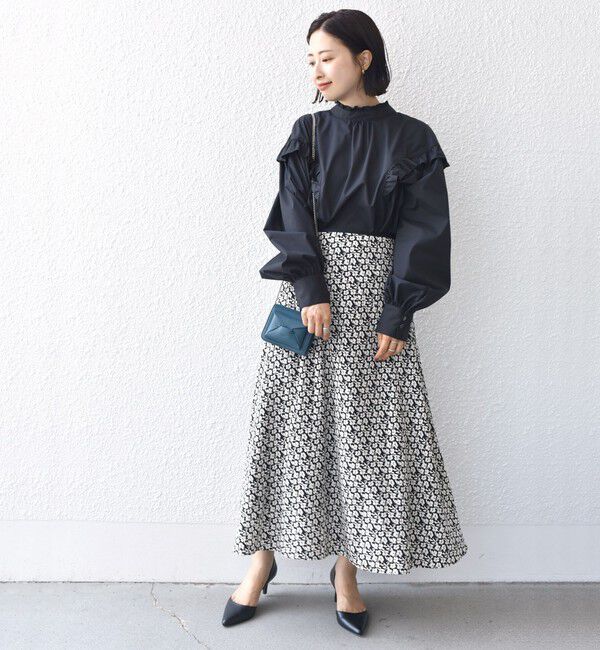 SHIPS for women「*〈手洗い可能〉ドット / 花柄 切替 セミフレア スカート ◇」|スカート|