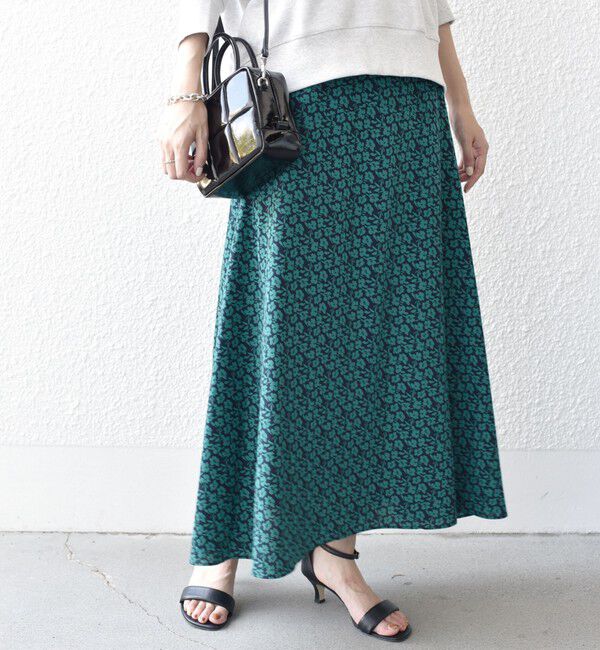 SHIPS for women「*〈手洗い可能〉ドット / 花柄 切替 セミフレア スカート ◇」|スカート|