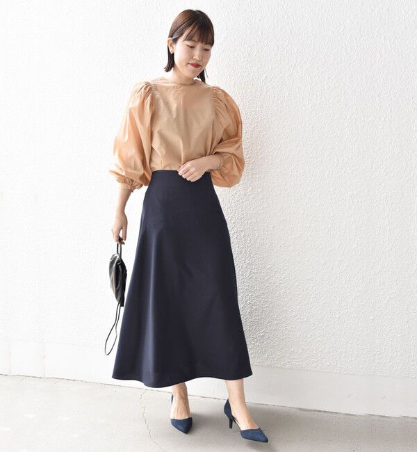 SHIPS for women「*〈手洗い可能〉ドット / 花柄 切替 セミフレア スカート ◇」|スカート|