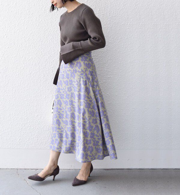 SHIPS for women「*〈手洗い可能〉ドット / 花柄 切替 セミフレア スカート ◇」|スカート|