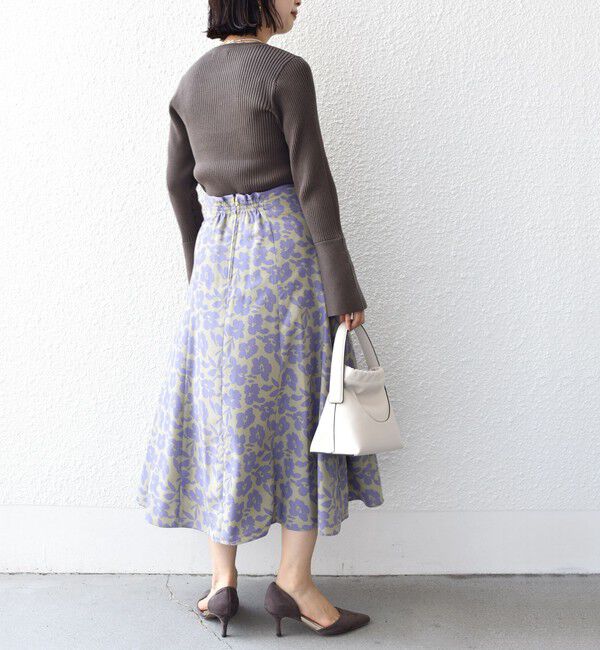 SHIPS for women「*〈手洗い可能〉ドット / 花柄 切替 セミフレア スカート ◇」|スカート|