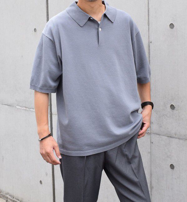 SHIPS any「SHIPS any:〈接触冷感〉ハイゲージ リネンミックス サマー ニット ポロシャツ 25SS◇」|ポロシャツ|ライトブルー