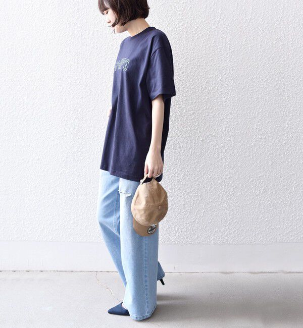 SHIPS for women「《一部追加予約》【WEB限定】 SHIPS ラウンド プリント ロゴ TEE」|Tシャツ・カットソー|