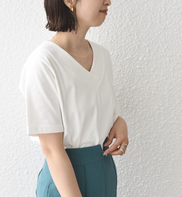 SHIPS for women「《予約》【WEB限定】〈ネックが選べる2サイズ展開〉オーガニックコットン バリエーションネック TEE」|Tシャツ・カットソー|