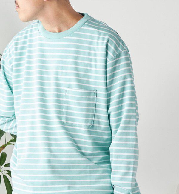 SHIPS any「SHIPS any: ソリッド / ボーダー スウェットライク Tシャツ (ロンT)◇」|Tシャツ・カットソー|ライトグリーン