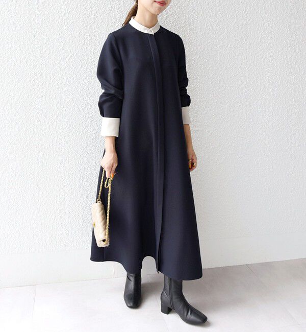 SHIPS any「SHIPS any:〈洗濯機可能〉ダブルクロス Aライン シャツワンピース」|ワンピース|ネイビー