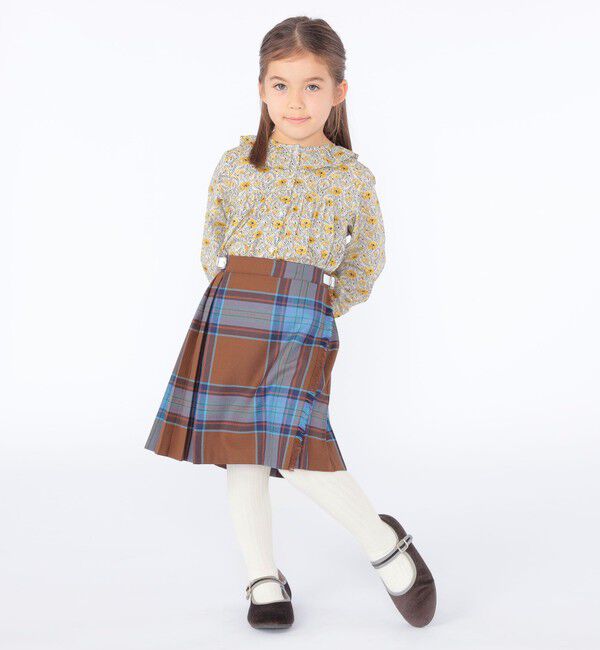 SHIPS KIDS「O'NEIL of DUBLIN:100～130cm / ウール チェック キルト スカート」|台形|