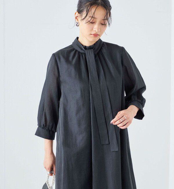 SHIPS for women「【SHIPS別注】kaene:2WAY ボウタイ ロング ワンピース（セレモニー対応可）」|ワンピース|ブラック