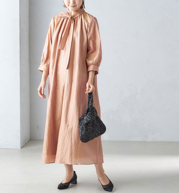 SHIPS for women「【SHIPS別注】kaene:2WAY ボウタイ ロング ワンピース（セレモニー対応可）」|ワンピース|オレンジ