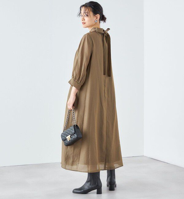 SHIPS for women「【SHIPS別注】kaene:2WAY ボウタイ ロング ワンピース（セレモニー対応可）」|ワンピース|オリーブ