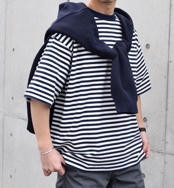 SHIPS any「SHIPS any: ベーシック ボーダー リラックス Ｔシャツ 24SS◇」|Tシャツ・カットソー|ネイビー