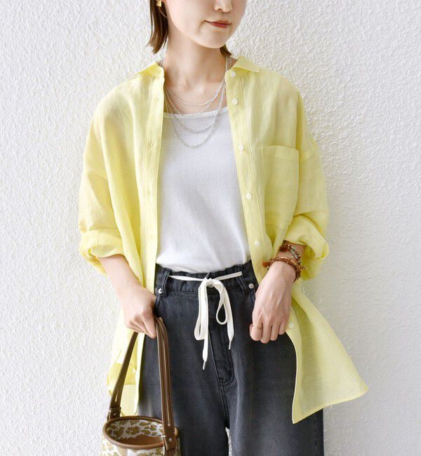 SHIPS for women「〈手洗い可能〉IMPERIAL LINEN オーバー シャツ」|シャツ・ブラウス|ライトイエロー