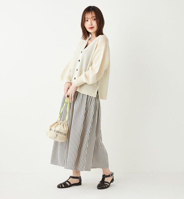 SHIPS Colors 「SHIPS Colors:〈洗濯機可能〉ストライプ ギャザー スカート◇」|フレア|