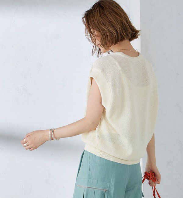 SHIPS for women「〈手洗い可能〉ラメ混 ペーパー 編地 コンビ プルオーバー ◇」|ニット・セーター|