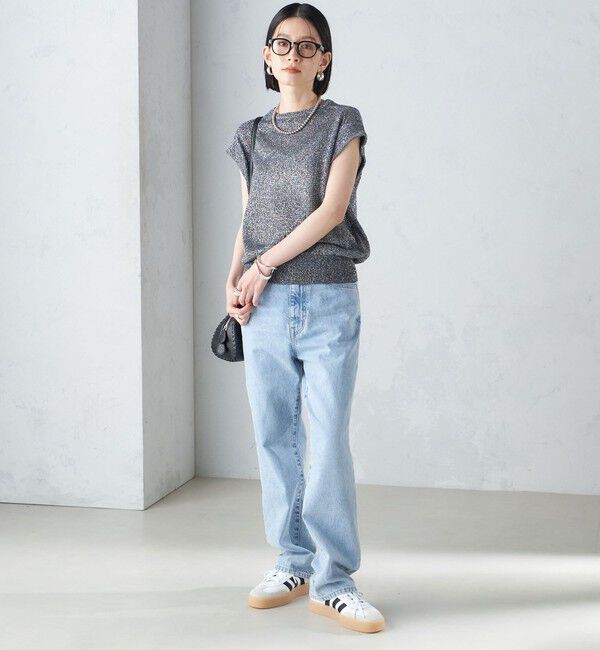 SHIPS for women「〈手洗い可能〉ラメ混 ペーパー 編地 コンビ プルオーバー ◇」|ニット・セーター|