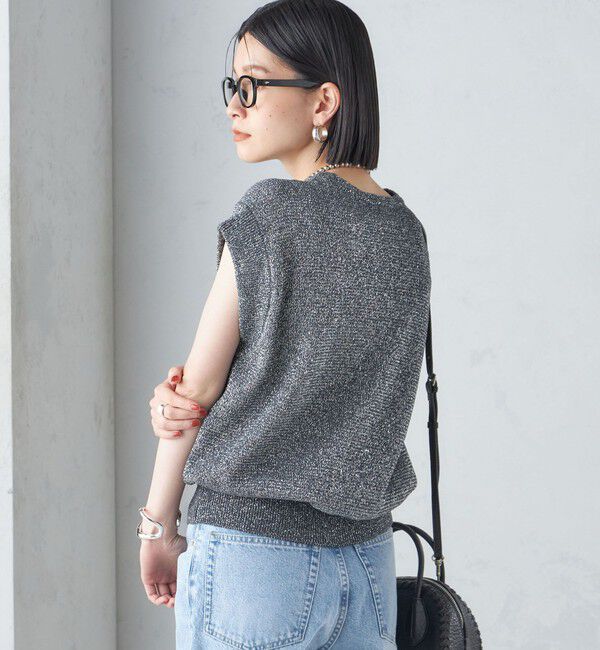 SHIPS for women「〈手洗い可能〉ラメ混 ペーパー 編地 コンビ プルオーバー ◇」|ニット・セーター|