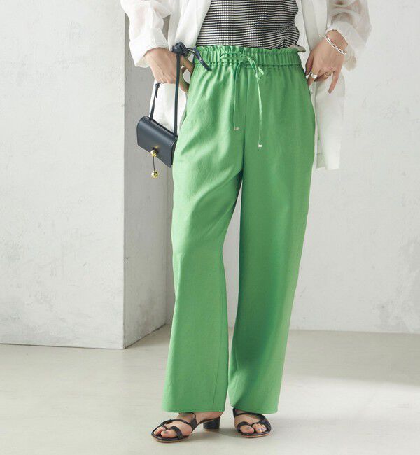 SHIPS for women「《一部追加予約》〈吸水速乾 / 防しわ / 接触冷感 / 手洗い可能〉ツイル ドロスト パンツ」|その他|グリーン