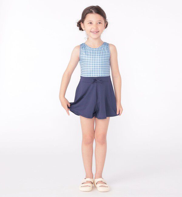SHIPS KIDS「SHIPS KIDS:90～130cm / ギンガムチェック 無地 スイム ワンピース」|コンビネゾン|