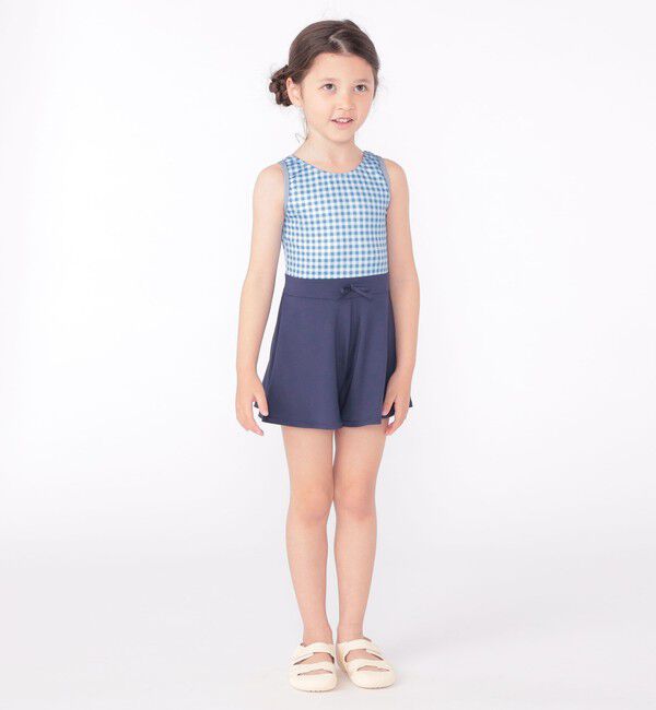 SHIPS KIDS「SHIPS KIDS:90～130cm / ギンガムチェック 無地 スイム ワンピース」|コンビネゾン|