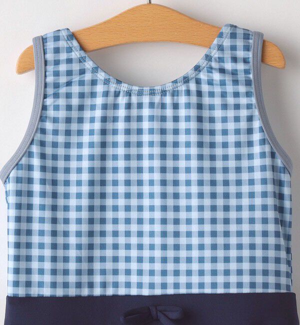 SHIPS KIDS「SHIPS KIDS:90～130cm / ギンガムチェック 無地 スイム ワンピース」|コンビネゾン|