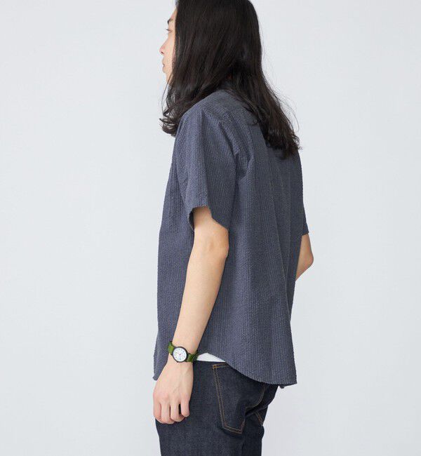 SHIPS「SHIPS: シアサッカー プルオーバー バンドカラー ショートスリーブ シャツ」|シャツ・ブラウス|