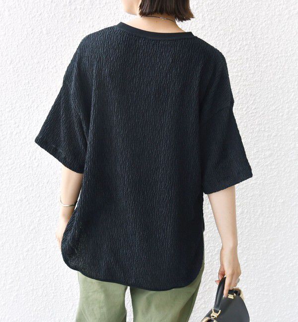 SHIPS for women「〈手洗い可能〉ランダム ブルーゼ ショート スリーブ プルオーバー」|Tシャツ・カットソー|