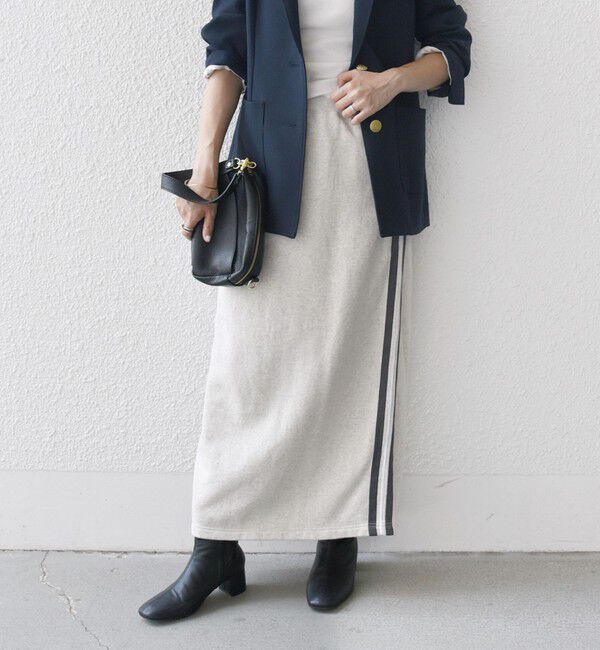 SHIPS any「SHIPS any:〈洗濯機可能〉USAコットン 裏起毛 サイドライン スカート」|スカート|