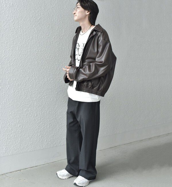 SHIPS any「SHIPS any: ウール混 ハイライズ セミフレア ワイドパンツ (セットアップ対応)◇」|チノ|