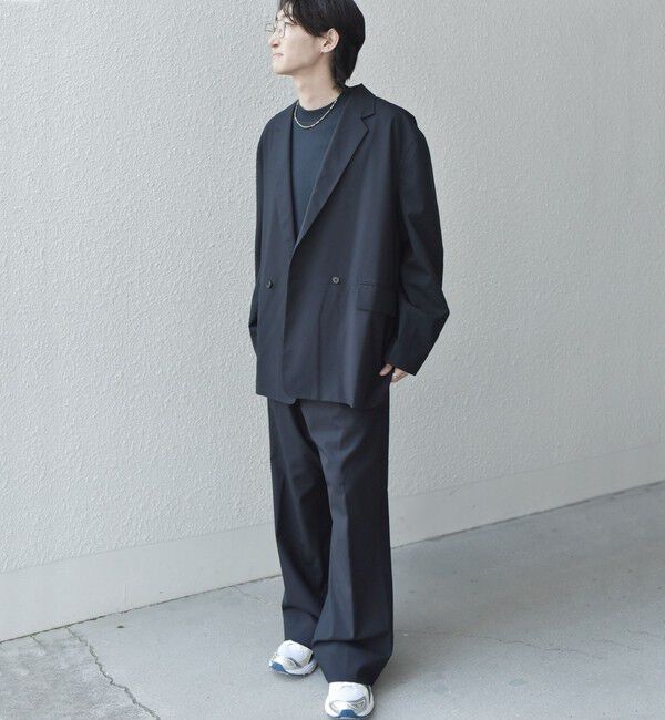 SHIPS any「SHIPS any: ウール混 ハイライズ セミフレア ワイドパンツ (セットアップ対応)◇」|チノ|