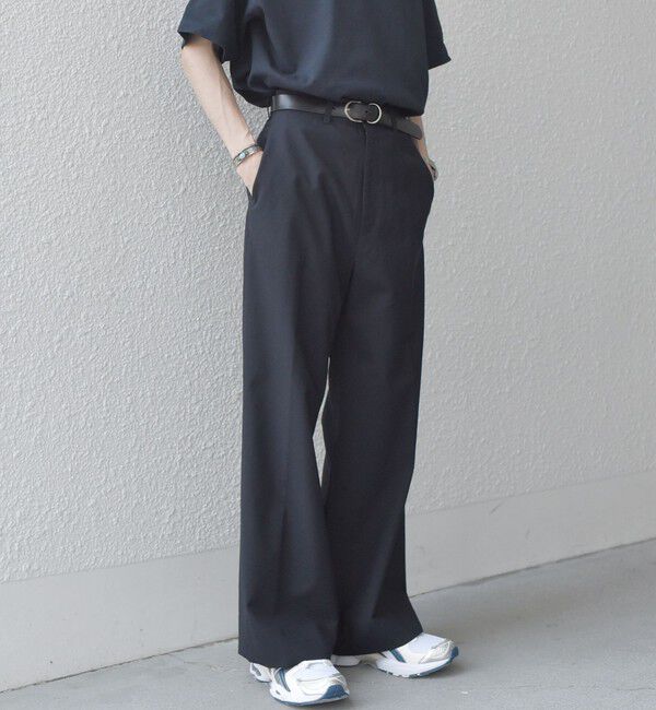 SHIPS any「SHIPS any: ウール混 ハイライズ セミフレア ワイドパンツ (セットアップ対応)◇」|チノ|