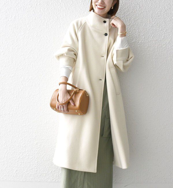 SHIPS any「SHIPS any: ノンミュールジングウール スタンドネック ロング コート」|その他|ホワイト