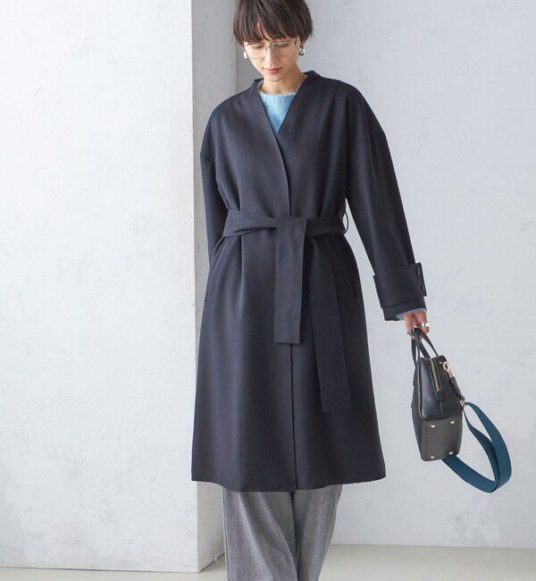 SHIPS for women「MANTECO ノーカラー コート」|ノーカラーコート|ブラック