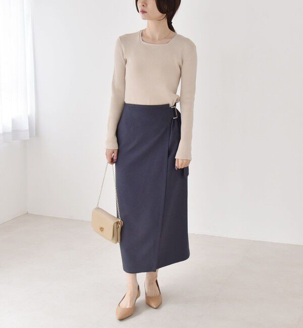 quaranciel「quaranciel:〈洗濯機可能〉デニムライク バックル ベルト ラップ スカート」|スカート|