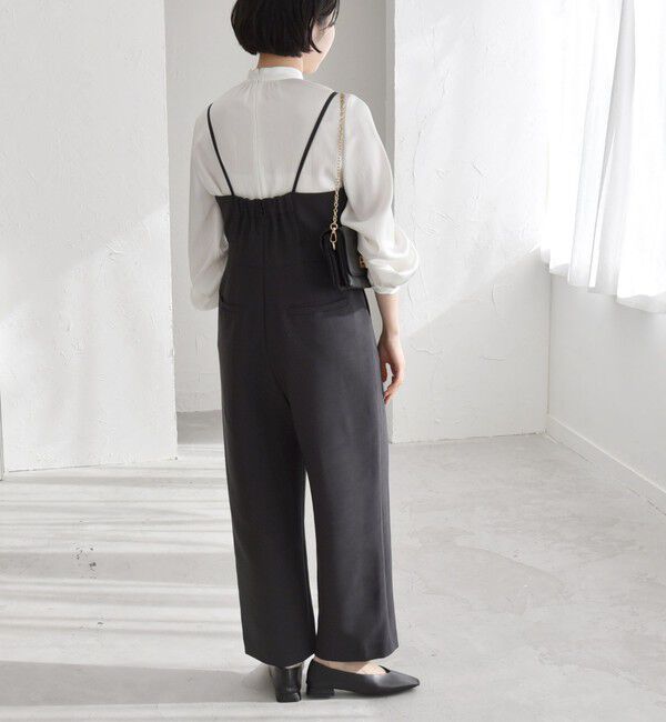 quaranciel「quaranciel:〈洗濯機可能〉ダブルクロス テーパード サロペット（セットアップ対応）」|オールインワン|