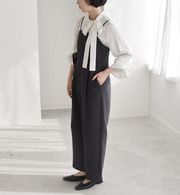 quaranciel「quaranciel:〈洗濯機可能〉ダブルクロス テーパード サロペット（セットアップ対応）」|オールインワン|