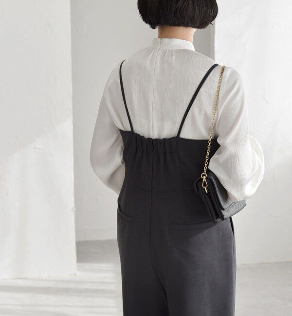 quaranciel「quaranciel:〈洗濯機可能〉ダブルクロス テーパード サロペット（セットアップ対応）」|オールインワン|