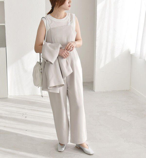 quaranciel「quaranciel:〈洗濯機可能〉ダブルクロス テーパード サロペット（セットアップ対応）」|オールインワン|