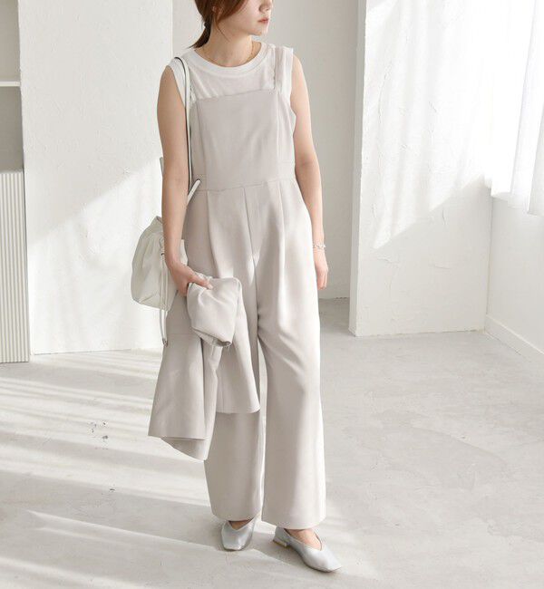 quaranciel「quaranciel:〈洗濯機可能〉ダブルクロス テーパード サロペット（セットアップ対応）」|オールインワン|