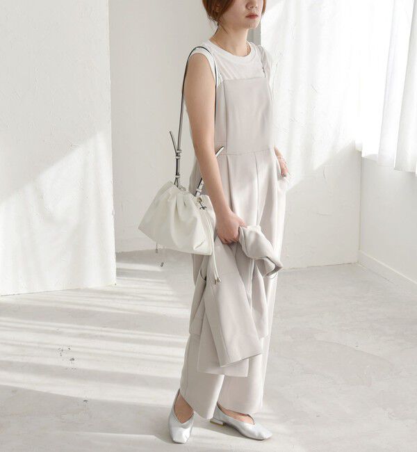 quaranciel「quaranciel:〈洗濯機可能〉ダブルクロス テーパード サロペット（セットアップ対応）」|オールインワン|