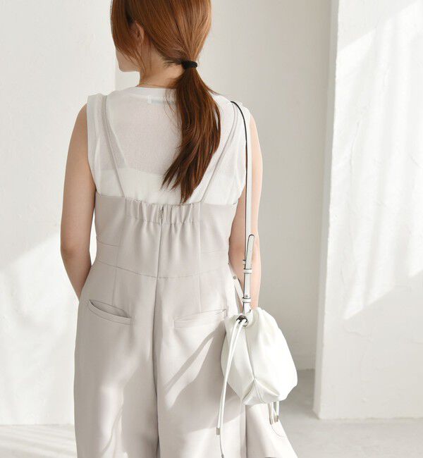 quaranciel「quaranciel:〈洗濯機可能〉ダブルクロス テーパード サロペット（セットアップ対応）」|オールインワン|