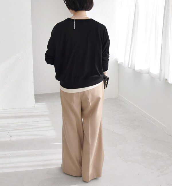 quaranciel「quaranciel:〈手洗い可能〉シルク ミックス ヘンリーネック ニット プルオーバー」|ニット・セーター|