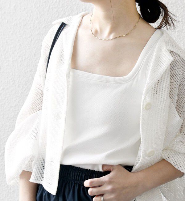 SHIPS any「SHIPS any:〈洗濯機可能〉カップ付き スクエア ブラタンクトップ」|インナー|ホワイト