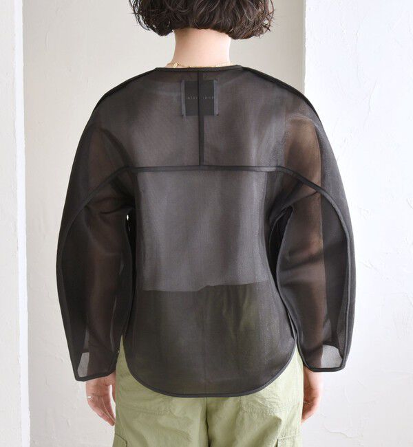quaranciel「quaranciel:〈手洗い可能〉シアー ドルマン ブルゾン ジャケット」|ノーカラージャケット|