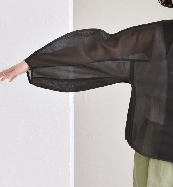 quaranciel「quaranciel:〈手洗い可能〉シアー ドルマン ブルゾン ジャケット」|ノーカラージャケット|
