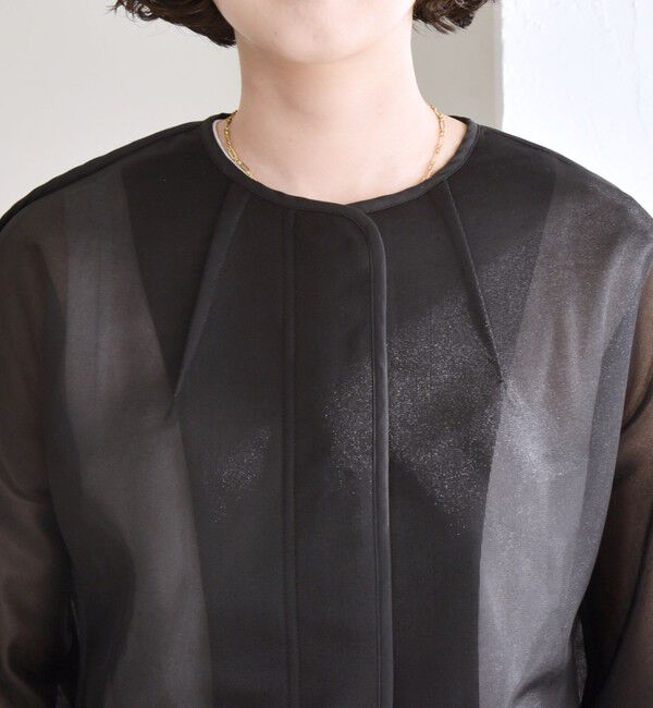 quaranciel「quaranciel:〈手洗い可能〉シアー ドルマン ブルゾン ジャケット」|ノーカラージャケット|