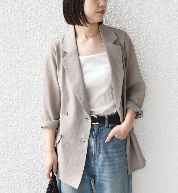 SHIPS Colors 「《一部追加予約》SHIPS Colors:〈手洗い可能〉シアー リネンライク ダブルジャケット◆」|テーラードジャケット|