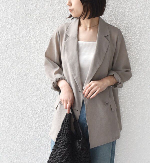 SHIPS Colors 「《一部追加予約》SHIPS Colors:〈手洗い可能〉シアー リネンライク ダブルジャケット◆」|テーラードジャケット|